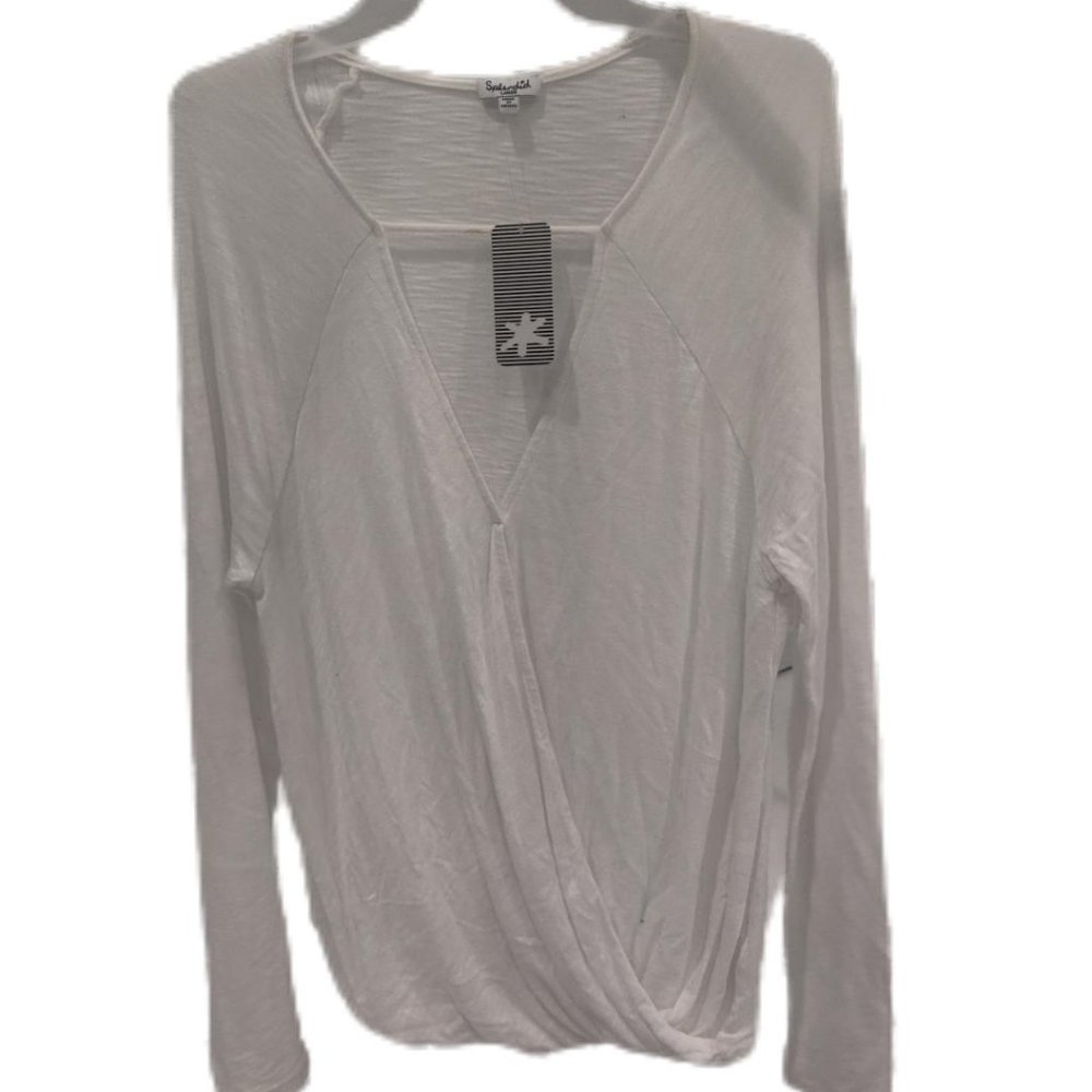 NWT Splendid Women's Wrap Blouse Black Size Small Cotton Blend Slim Fit $70 K035
